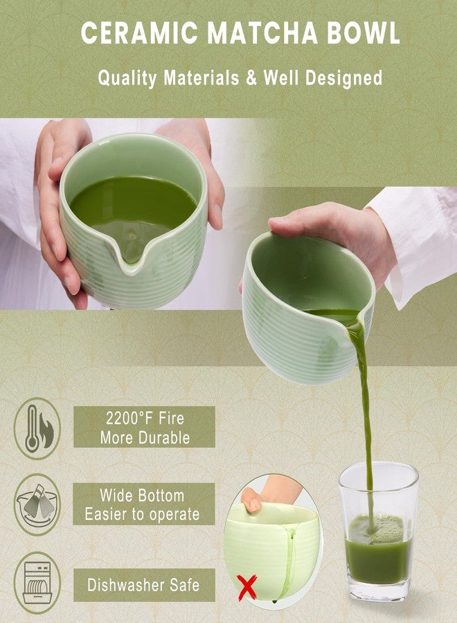 RANERANE Matcha Whisk and Bowl with Ceramic Matcha Whisk Holder,Matcha Sifter, Matcha Spoon and Scoop Handmade from Natural Bamboo,Matcha Making Kit Cyan - Image 3