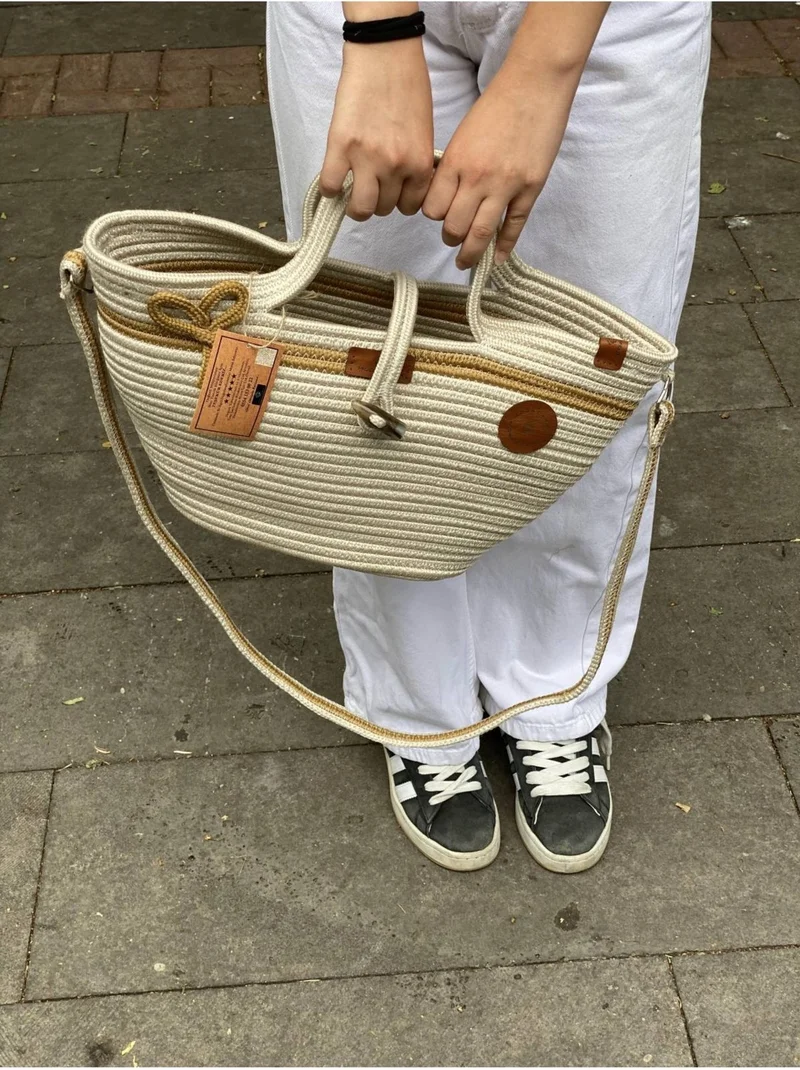 بدز ديري Jute Straw Look Handbag Beach Bag Shoulder Bag