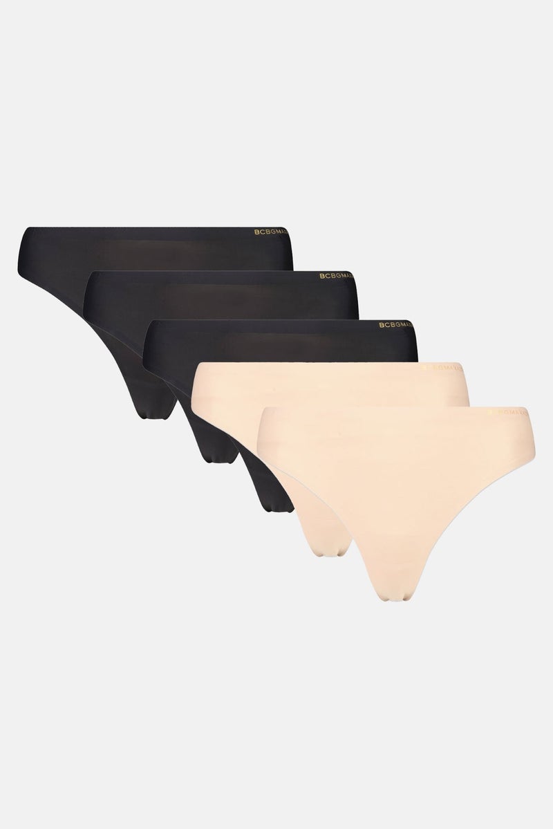 BCBGMAXAZRIA Women 5 Pieces Brand Logo Thong, Multicolor - Image 1