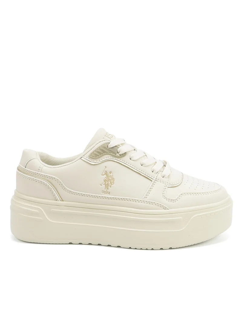 يو اس بولو اسن Women's  Beige Low-Top Sneakers - Style that Moves, Comfort that Lasts