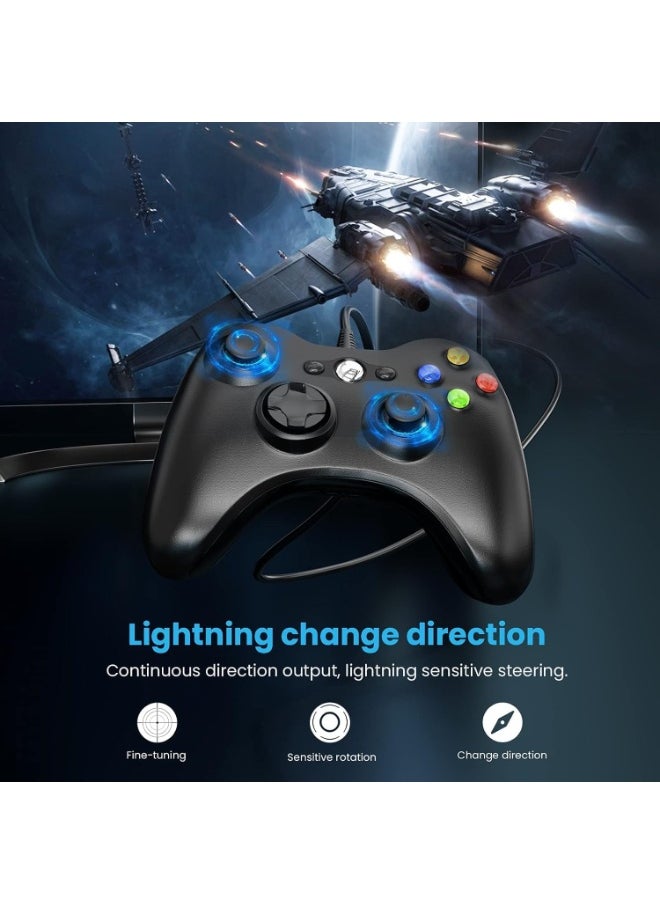 Generic - Gaming Controller – Ergonomic & Compact Design for Long Gaming Sessions, Vibration Feedback, Compatible with Xbox 360 & PC – Black - Image 1