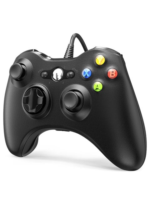 Gaming Controller – Ergonomic & Compact Design for Long Gaming Sessions, Vibration Feedback, Compatible with Xbox 360 & PC – Black