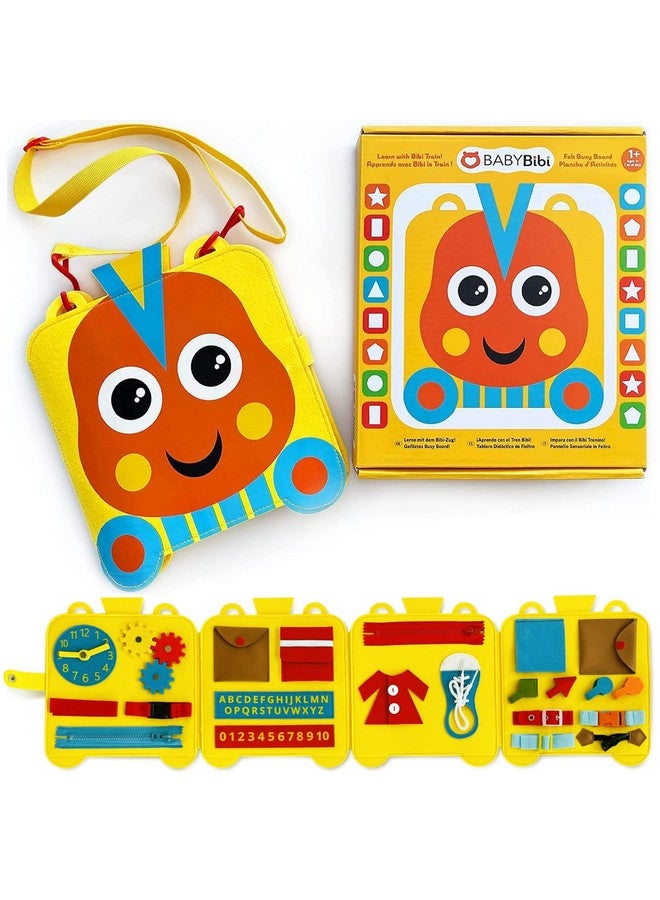 BabyBibi Felt Train Busy Board for Toddlers 2-4 Year Old - Montessori Busy Board with 22 Sensory Toys to Fine Motor Skills - Toddler Travel Toys - Image 1