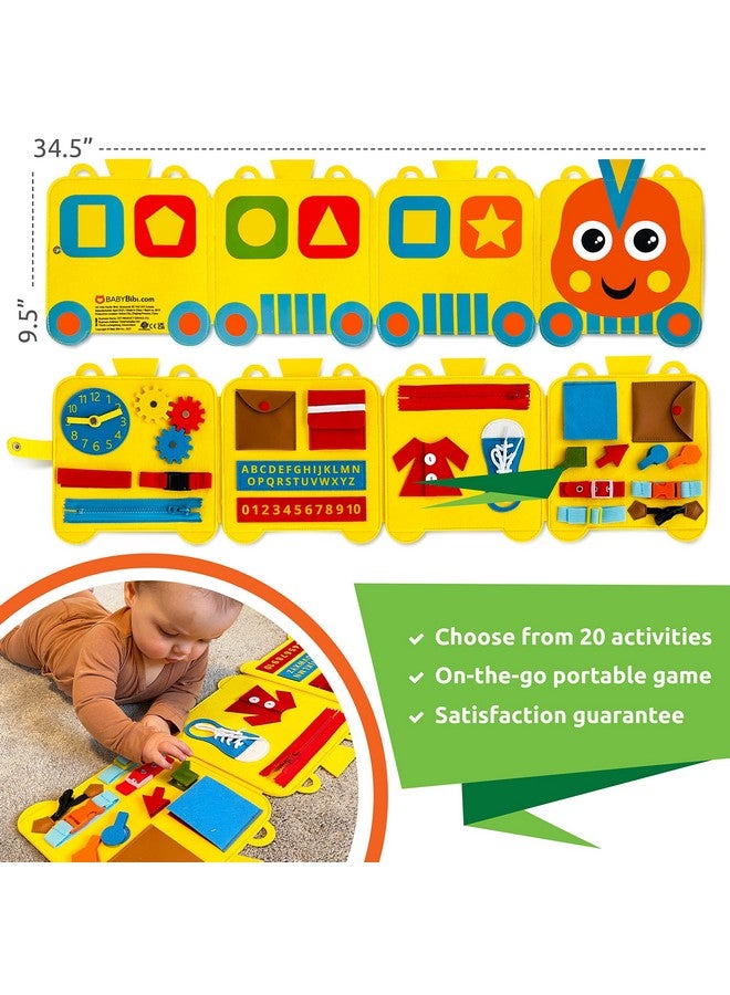 BabyBibi Felt Train Busy Board for Toddlers 2-4 Year Old - Montessori Busy Board with 22 Sensory Toys to Fine Motor Skills - Toddler Travel Toys - Image 4