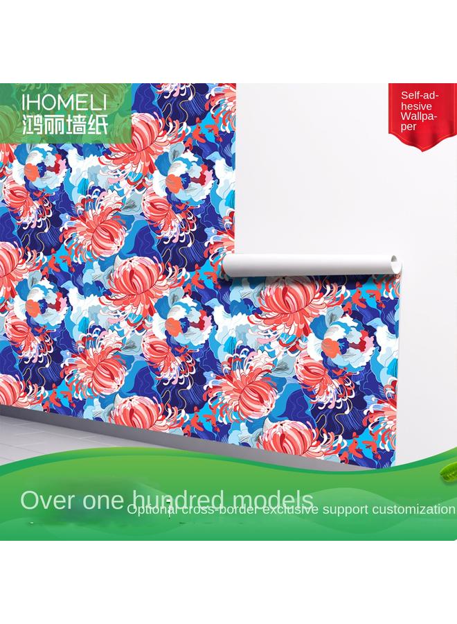 Bluejw Wallpaper Oriental Style Wallpaper Japanese Crane Chrysanthemum Living Room Background Wall Sticker Transformation Sticker RW054-062 - Image 2