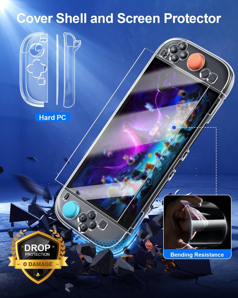 FYOUNG Switch 2 Accessories, Case Bundle for Nintendo Switch 2 2025 Console,[Charge Inside]FYOUNG 23 IN 1 Kit:Carrying Case,Controller Charger,Protective Shell,Grip for Joycon, Steering Wheel -Blue - Image 5