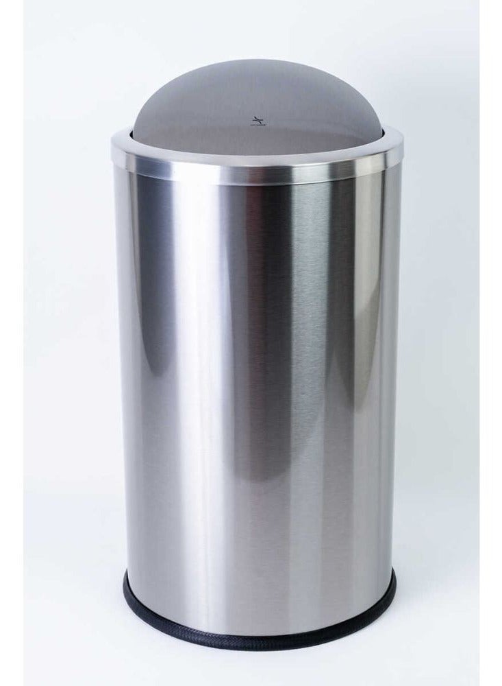 Primanova Vita stainless steel trash bin with rotating lid swing lid removable inner bucket use in kitchen bathroom office internal trash bin silver 30 liter - Image 1