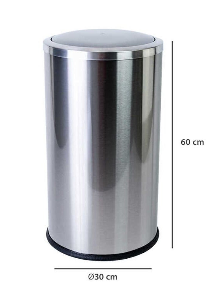 Primanova Vita stainless steel trash bin with rotating lid swing lid removable inner bucket use in kitchen bathroom office internal trash bin silver 30 liter - Image 5