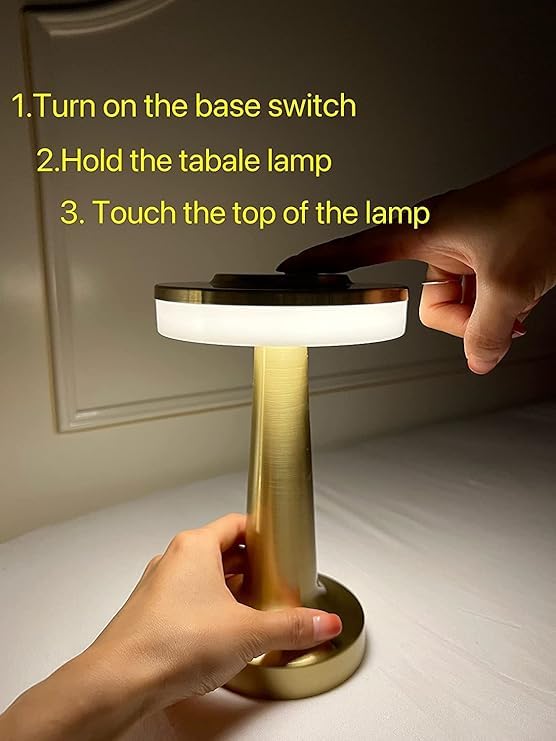 LOMESH Rechargeable Rose Gold Metal LED Table Lamp with Touch Sensor 3 Levels Brightness Cozy Warm Lighting Ideal Bedside Lamp or Night Light for Kids Nursery Rose Gold - Image 4