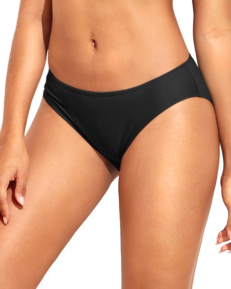 Tempt Me Women Black Strappy Bikini Bottom Full Coverage Bathing Suit Bottoms Swimsuit Bottom M - Image 1