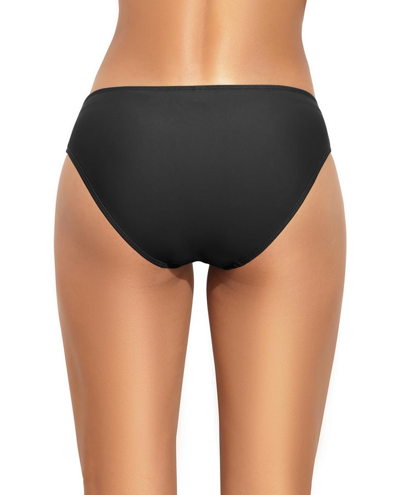 Tempt Me Women Black Strappy Bikini Bottom Full Coverage Bathing Suit Bottoms Swimsuit Bottom M - Image 5