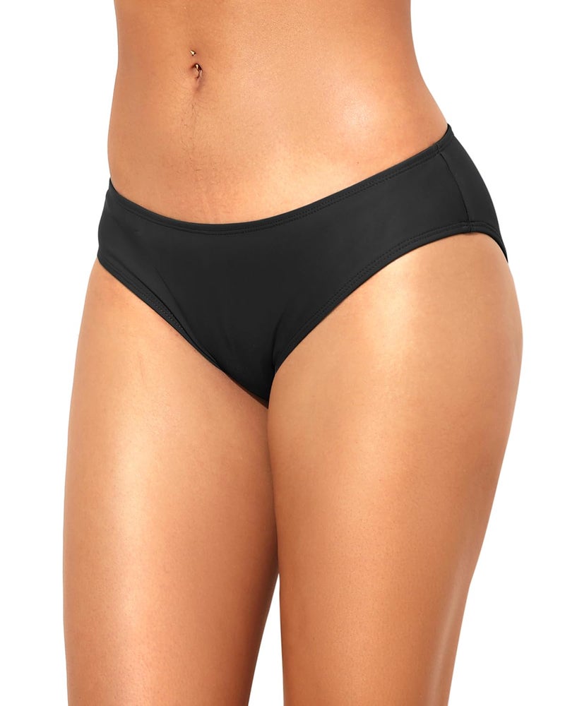 Tempt Me Women Black Strappy Bikini Bottom Full Coverage Bathing Suit Bottoms Swimsuit Bottom M - Image 2