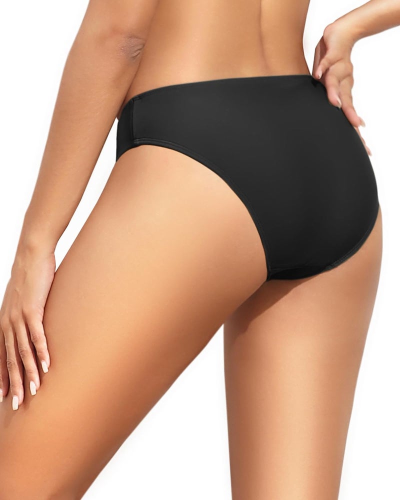 Tempt Me Women Black Strappy Bikini Bottom Full Coverage Bathing Suit Bottoms Swimsuit Bottom M - Image 4