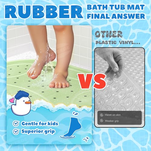 UNEEDE Kids Bathtub Mat Non Slip Shower Mat for Toddlers, Washable Anti Slip Tub Surface, Soft Rubber Mat for Bathtub Shower, Waterproof Bathtub Essentials for Children（Not for Textured Surfaces） - Image 2
