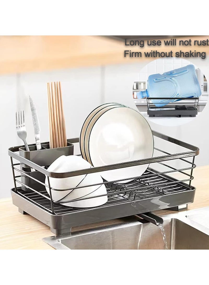 Occuwzz 2 Tier Cutlery Drying Rack Over the Sink Dish Drying Stand With Drainer Stainless Steel Drainer Set Utensil Holder and Cup Holder Compact for Kitchen Counter Black - Image 5
