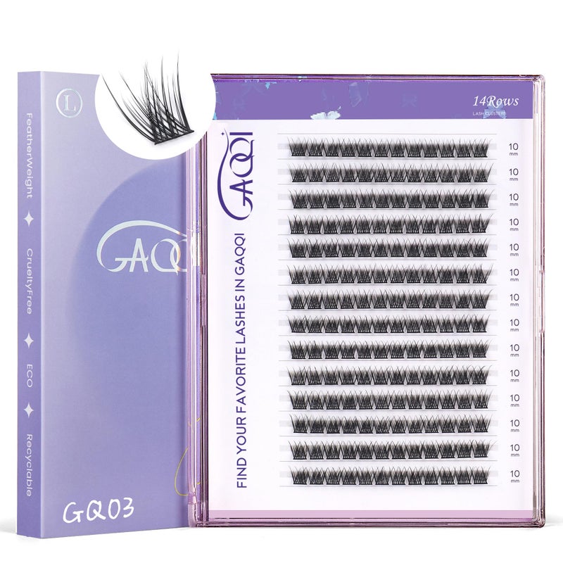 GAQQI Lash Clusters Eyelash Cluster C Curve 10mm Cluster lashes Individual Lashes 168pcs False Eyelashes Wispy Cluster Eyelash Extensions GQ03 C 10mm - Image 3