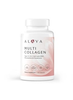 Alaya Naturals Alaya Naturals Hydrolyzed Multi Collagen Peptides Protein Capsules - Type I, II, III, V, X Grass-Fed Bovine, Chicken, Marine Collagen Supplement with MSM + GC (Capsules - 120 Count)  - Image 1