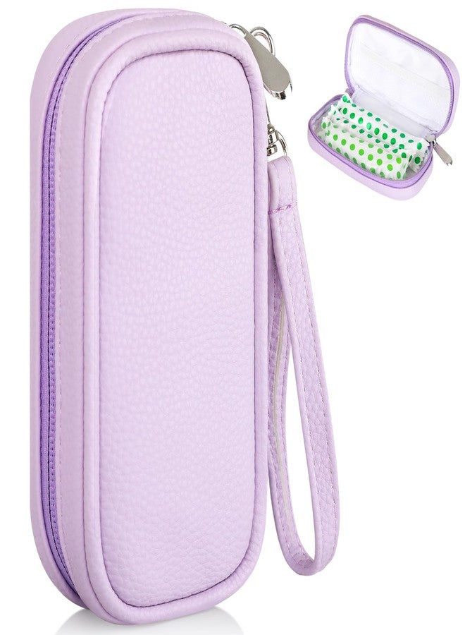 Teircno Tampon Holder for Purse, Portable Period Bag with Handle,Travel Pads Tampons Pouch, Pu Leather Small Tampon Organizer Case for Feminine Products, Waterproof Period Bags for Women - Image 1