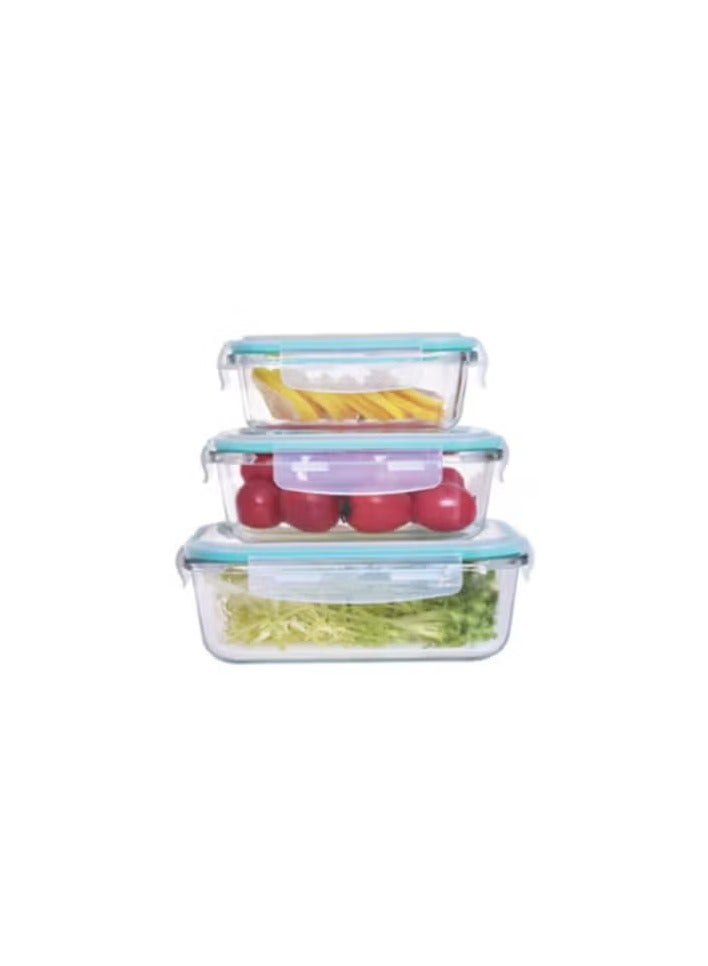 FUSION 3 pieces Round Glass Food Container set 390ml, 640ml & 970ml