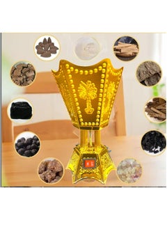 ماركة غير محددة مبخرة كهربائية محمولة. حامل بخور عربي عتيق من الراتنج والعود، موزع روائح عطرية لليوغا والسبا والعلاج العطري وديكور المنزل والمكتب (مبخرة نخلة أسود)  - Image 4