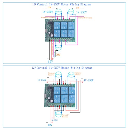Mangood 433mhz 12V DC 6 Channel Wireless Remote Control Relay Switch 12v Remote Relay ON Off Transmitter and Receiver Universal Motor Light Door Window Controller (12V 2X Control 433MHz) - Image 4
