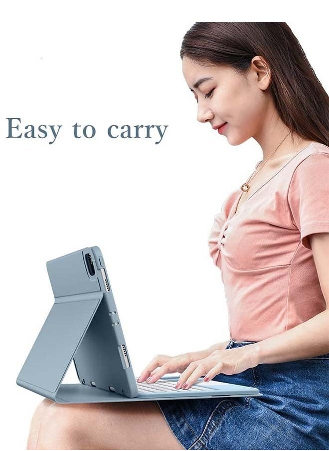 iPad 10.9" 10th Generation 2022 Touchpad Keyboard Case Retro Round Key with Mouse Cute Color Keyboard with Trackpad Detachable Touch Keyboard iPad 10 10.9 Cover (Blue)