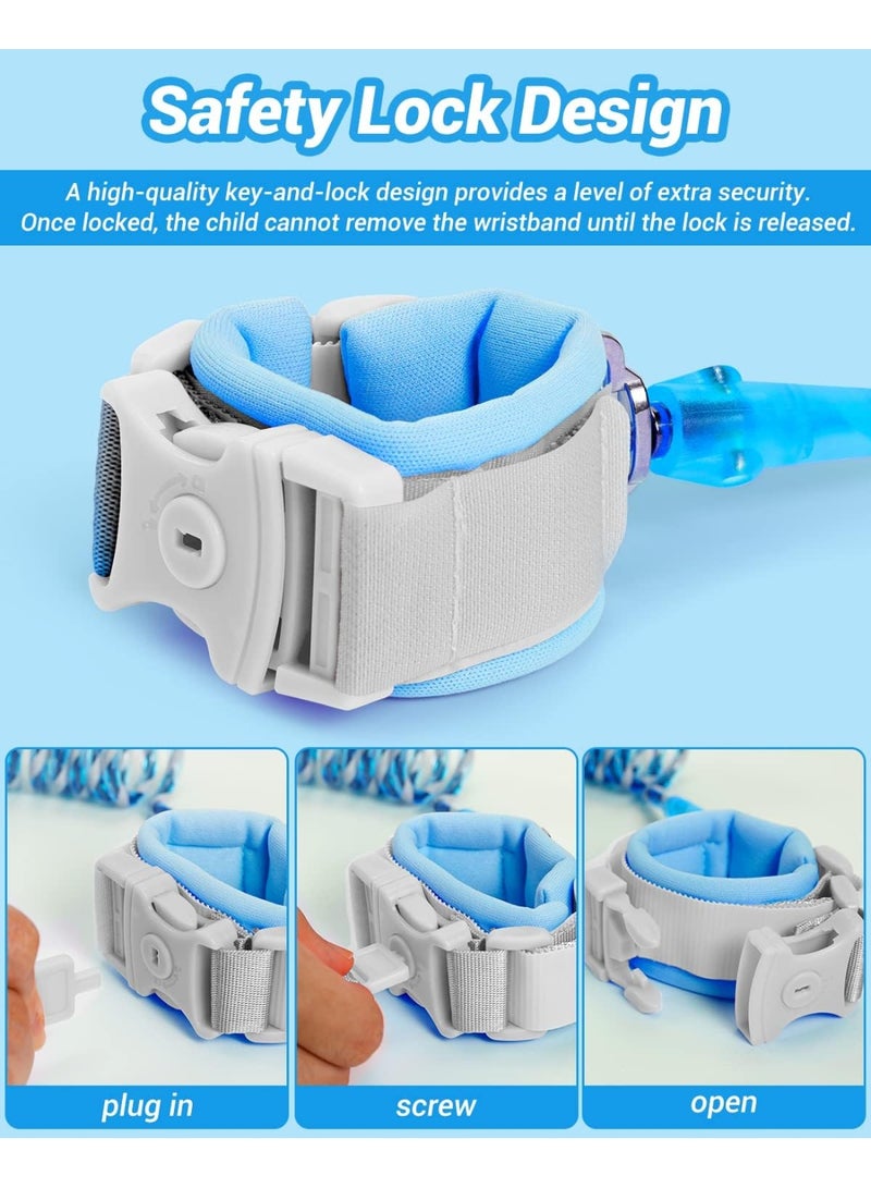 Kids Leash for Toddler, Reflective Anti Lost Wrist Link with Key & Lock, 2.5m Safety Wristband Child Walking Harness for Supermarket Mall Airport Amusement Park Zoo Travel, Blue - Image 5