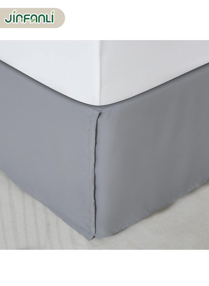 جين فان ل أنا تنورة سرير كوين - مقاس 15 بوصة، سهلة التركيب، مصممة حسب الطلب - تنورة سرير للأسرة - طيات في المنتصف والزوايا (مقاس كوين، رمادي) - Image 2