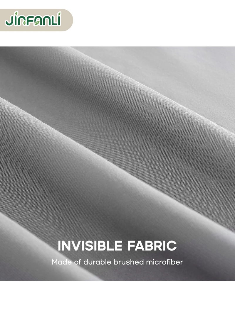 جين فان ل أنا تنورة سرير كوين - مقاس 15 بوصة، سهلة التركيب، مصممة حسب الطلب - تنورة سرير للأسرة - طيات في المنتصف والزوايا (مقاس كوين، رمادي) - Image 5