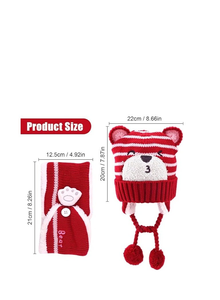 KASTWAVE Baby Caps Winter, Beanie Hat & Scarf for Baby, Newborn Toddler Winter Warm Knit Cap, Boys Baby Girl Winter Caps Toddler Winter Hat Knitted Hats, for Autumn Winter Unisex 6 Months to 6 Years - Image 2