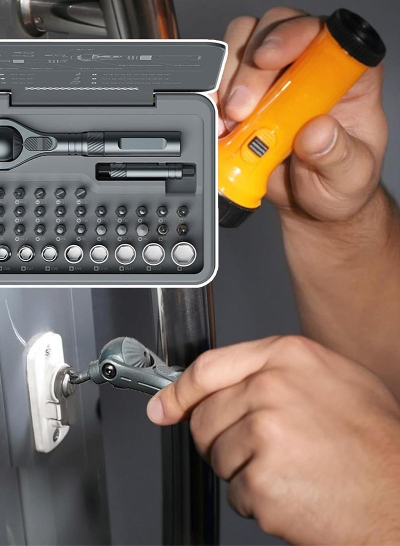 GGOOT Ratchet Screwdriver Set, Precision Ratchet Kit, Automotive Tool Set, 180 Degree Rotating Handle, 40 Precision Bits Included, 18.6×13.4×3.5cm for Car, Bike, Hardware, Home Repairs  - Image 4