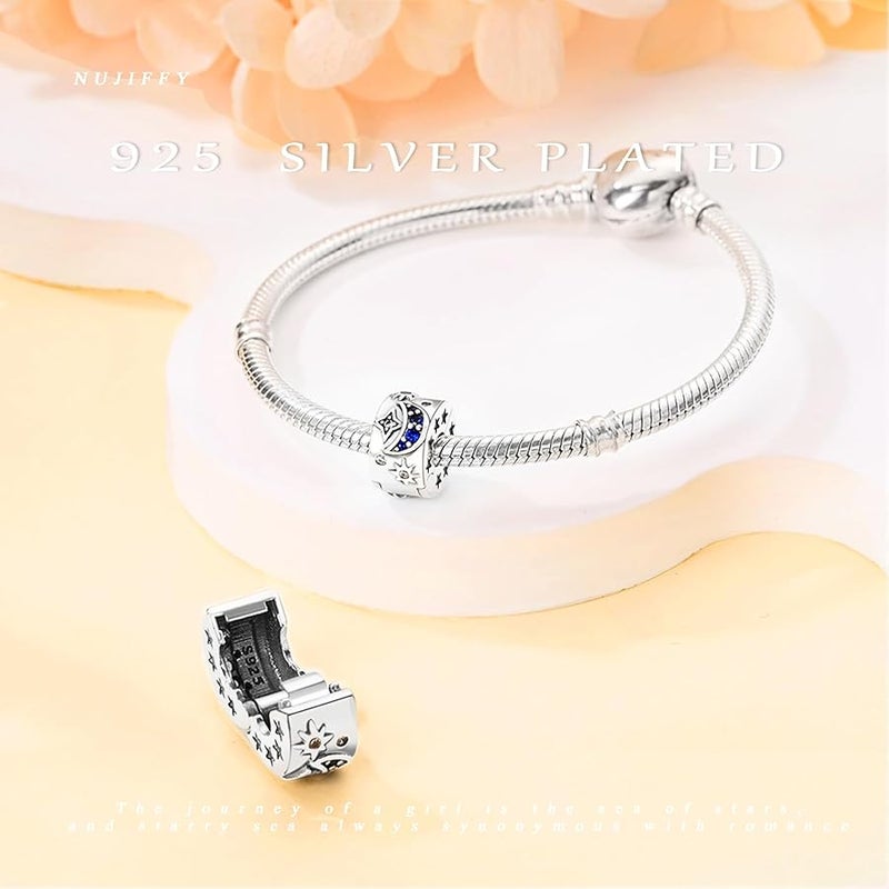 NUJIFFY 925 Sterling Silver Charms Bead for Bracelets & Necklaces,Star Moon Solar Charm Bracelets,Ocean Starfish Shells Turtle Crab Bracelet Beads,Starry Sea Style Jewelry for Women Girls - Image 3