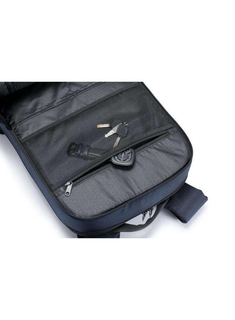 كينغسونز حقيبة لابتوب Kingsons مقاس 15.6 بوصة 🎒 لون أزرق داكن – مقاومة للماء 💧، 2 حجرة رئيسية 🧩، جيب مبطن للابتوب 💻، جيب للـ iPad 📱، 5 جيوب إضافية للإكسسوارات 🔌، تصميم عملي مريح، مع حزام حقيبة السفر الخلفي 🧳 مثالية للطلاب، العمل والسفر ✈️ - Image 4