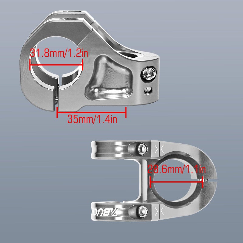 BUCKLOS 35mm Mountain Bike Stem MTB 31.8mm CNC Short Stems - Bicycle Ultra-Light Hollow Aluminum Alloy Riser Stem for E Bike/Downhill XC/BMX/Folding Bike/Trail(Titanium) - Image 2