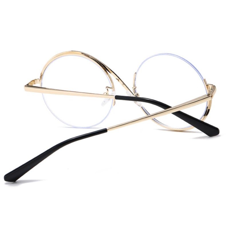 Half frame anti-blue asymmetric flat mirror (black gold frame + zipper glasses case) - Image 4