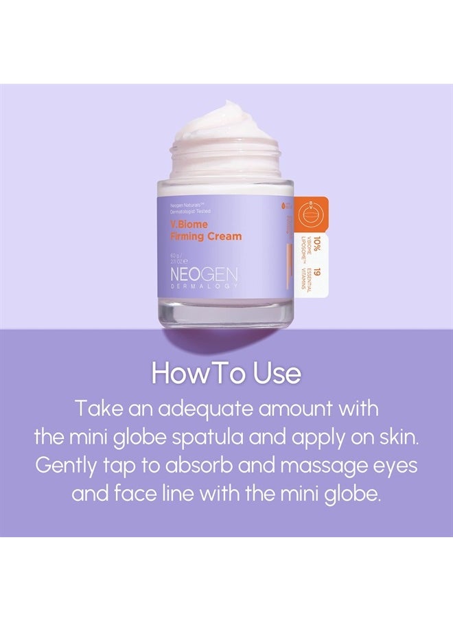 DERMALOGY by NEOGENLAB NEOGEN DERMALOGY V.Biome Firming Cream 2.11 oz (60 g) - Nourishing & Firming Cream with Peptides & Vitamins Massages skin with Globe Applicator - Korean Skin Care 