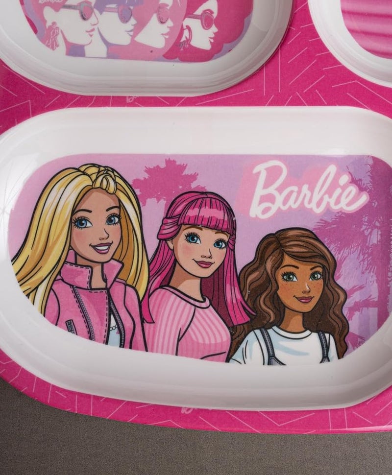 Superware Melamine Kids Partition Plate Spoon Set of 2 Barbie Wispy Forest Dinnerware for Children Divided Plates Durable Toddler Feeding Solution - Image 2