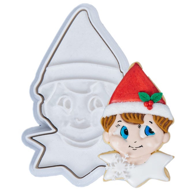CHRISTMAS COOKIE CUTTERS ELF SHAPES WITH PLUNGER STAMPS HOLIDAY PLA BAKING ACCESSORIES CUTTER MOLDS GIFTS DECORATIVE PARTY 35 KITCHEN CAKE SUPPLIES
