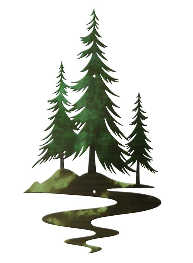 TYLCC Metal Pine Tree Wall Art Rustic Cedar Tree Wall Decor for Living Room Office Farmhouse, Forest Nature Lovers Gift, Forest Green - Image 1