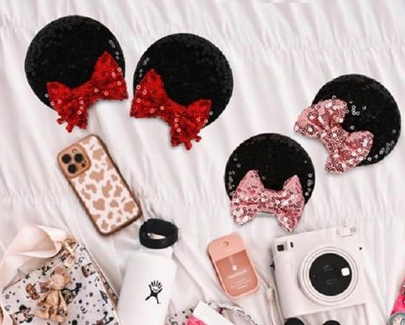 Tobeffect Mouse Ears Hair Bows Clips Glitter Mice Ears Pack Cute Hair Bow Hair Accessories for Women Costume Birthday Party Favor Vacation Halloween Christmas Decoration, 4 Pairs - Image 4