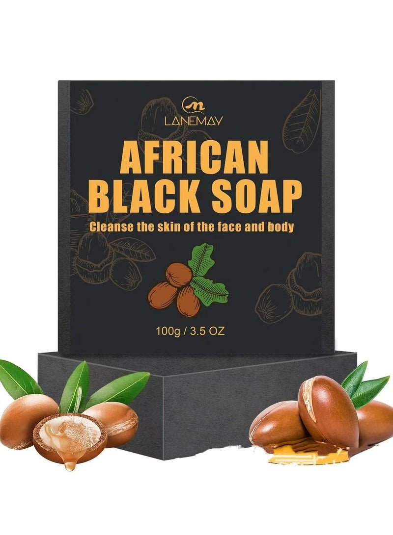 LANEMAY African Black Soap – Deep Cleansing Hydrating Moisturizing Unisex Face and Body Bar, Natural Exfoliating - Image 1