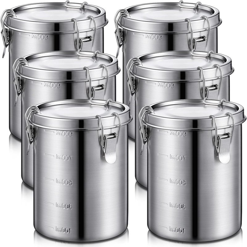 Zopeal 6 Pack 34 Oz Stainless Steel Canisters Set Stainless Steel Airtight Food Storage Containers Metal Containers with Lids Sealed for Tea Coffee Sugar Flour Baking Pantry Kitchen Counter 34 oz - Image 1
