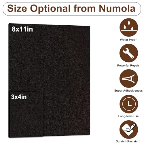 Numola Leather Repair Patch 8×11 inch Self-Adhesive Leather Repair Tape, Scratch/Holes Vinyl Repair Kit for Couch, Car Seat, Sofas, DIY Furniture Upholstery, Chair, Jackets, First-aid (Dark Brown) - Image 2