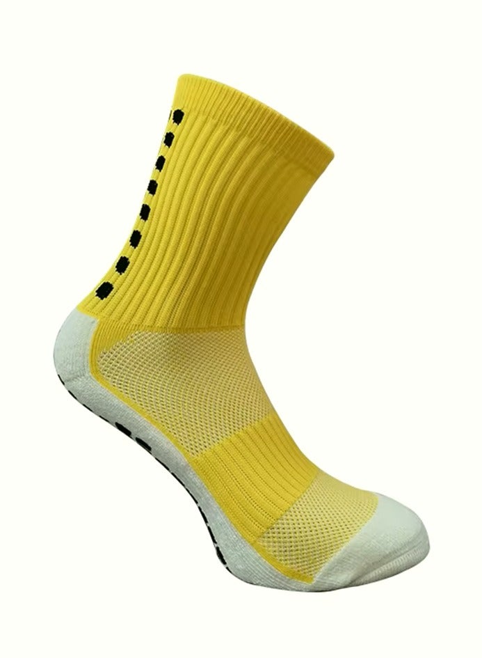 Perfectory Anti-Slip Sports Socks, Athletic Grip Socks for Football Soccer Running Basketball- Yellow  - Image 1