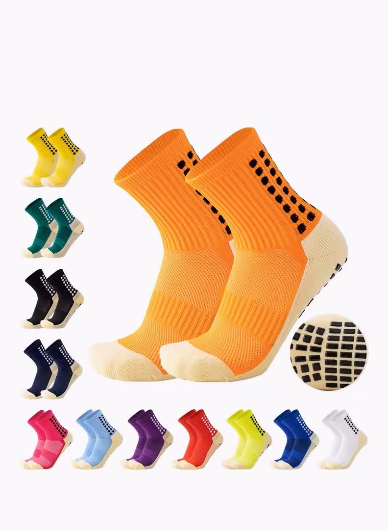 Perfectory Anti-Slip Sports Socks, Athletic Grip Socks for Football Soccer Running Basketball- Yellow  - Image 5