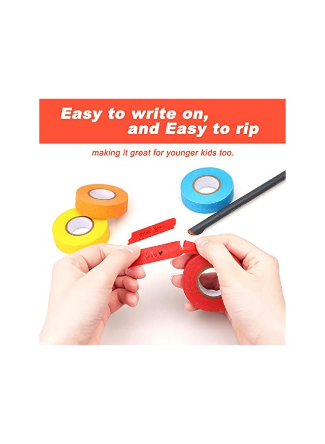 PROMASS 8 Rolls Colored Masking Tape Rainbow Colors Painters Tape Colorful Craft Art Paper Tape for Kids Labeling Arts Crafts DIY Decorative Coding Decoration Teaching Supplies, 0.6 Inch x 16 Yard, 8 Colors - Image 5