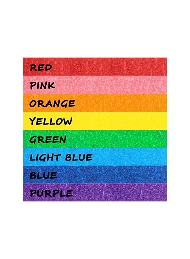 PROMASS 8 Rolls Colored Masking Tape Rainbow Colors Painters Tape Colorful Craft Art Paper Tape for Kids Labeling Arts Crafts DIY Decorative Coding Decoration Teaching Supplies, 0.6 Inch x 16 Yard, 8 Colors - Image 4