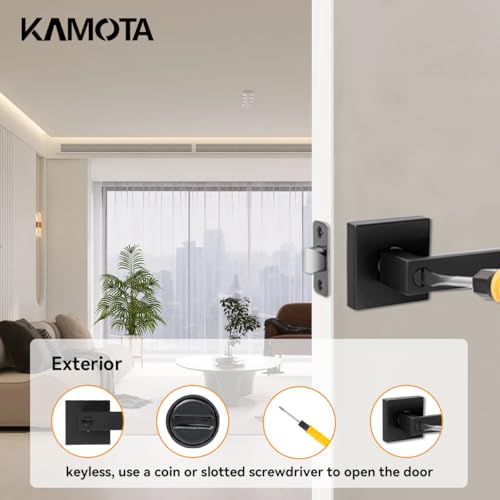 KAMOTA Privacy Door Levers, 7 Pack Matte Black Door Handles Bed and Bath Door Locks Interior Keyless Locksets, Left and Right Hand Reversible - Image 5