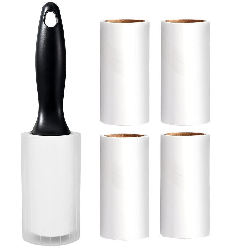 Zureni Lint Roller Remover Reusable Sticky Picker with 1 Handle 5 Refill Rolls EasyTear Sheet for Clothes Pet Furniture Carpet Dog Fur Sweater Dirt Dust 60 Sheets Each Roll 300 Total - Image 1