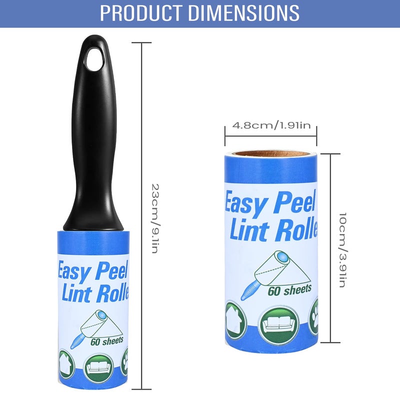 Zureni Lint Roller Remover Reusable Sticky Picker with 1 Handle 5 Refill Rolls EasyTear Sheet for Clothes Pet Furniture Carpet Dog Fur Sweater Dirt Dust 60 Sheets Each Roll 300 Total - Image 2